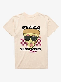 Disney Pixar Toy Story 5 Pizza With Sunglasses Baby Checkered Mineral Wash T-Shirt
