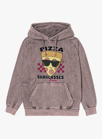 Disney Pixar Toy Story 5 Pizza With Sunglasses Baby Checkered Vintage Mineral Washed Hoodie
