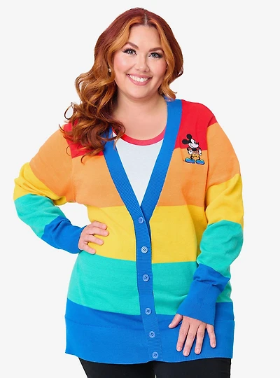 Disney Pride Collection by Unique Vintage Plus Rainbow Mickey Button Cardigan