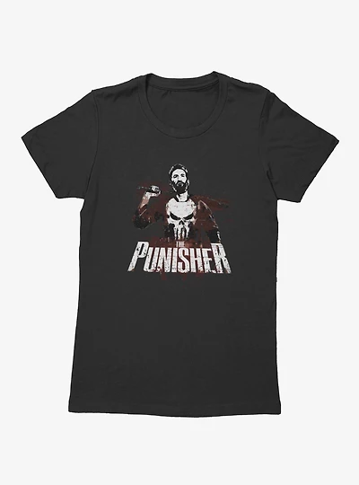 Marvel Punisher Batters Up Splatter On Womens T-Shirt