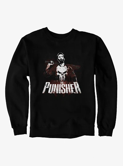 Marvel Punisher Batters Up Splatter On Sweatshirt