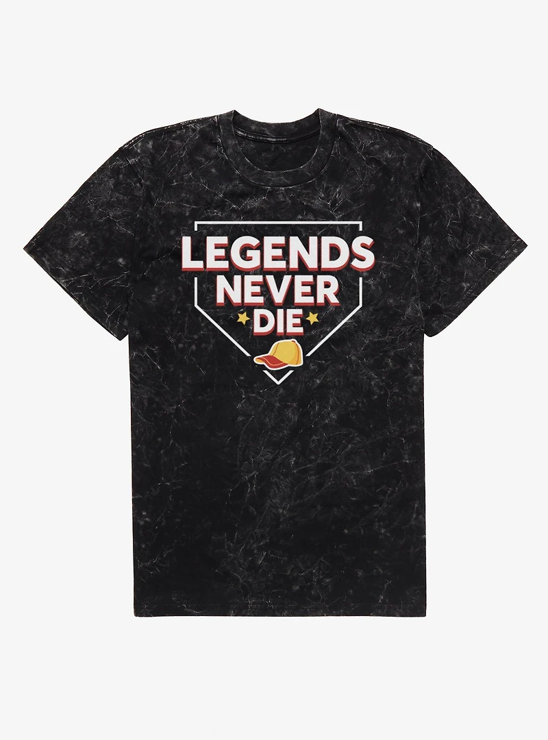 The Sandlot Legends Never Dies Home Plate Outline Mens Mineral Wash T-Shirt