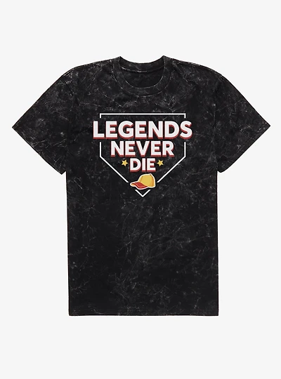 The Sandlot Legends Never Dies Home Plate Outline Mens Mineral Wash T-Shirt