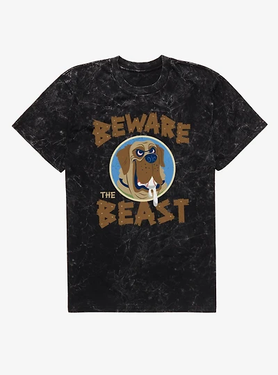 The Sandlot Beware Beast Drooling Dog Cartoon Mens Mineral Wash T-Shirt