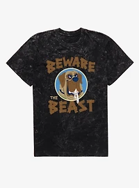 The Sandlot Beware Beast Drooling Dog Cartoon Mens Mineral Wash T-Shirt