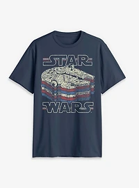 Star Wars Milennium Falcon Red White & Blue Stack T-Shirt