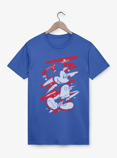 Disney Mickey Mouse Red White And Blue Scribbles T-Shirt