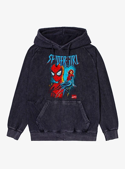 Marvel Spider-Man Spider-Girl Seated And Masked Mineral Wash Hoodie