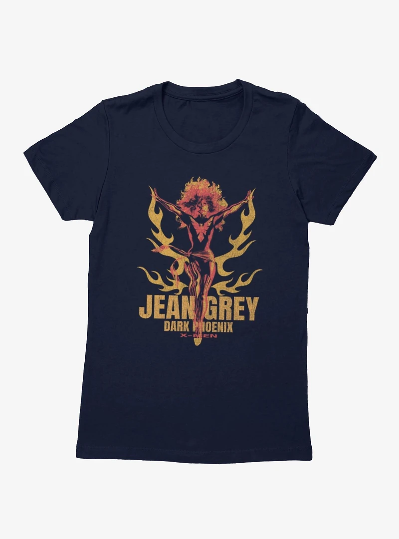 Marvel X-Men Jean Grey Dark Phoenix Orange And Red Flames Womens T-Shirt