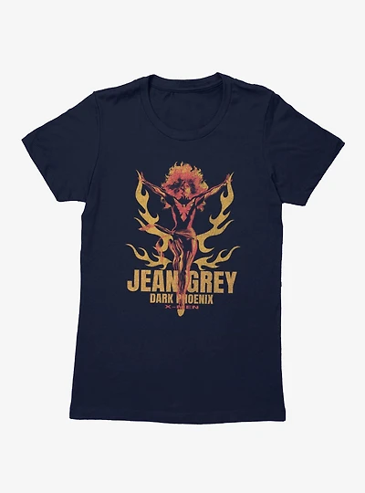 Marvel X-Men Jean Grey Dark Phoenix Orange And Red Flames Womens T-Shirt