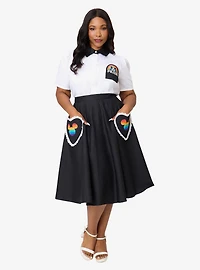 Disney Pride Collection by Unique Vintage Plus Black & Mickey Heart Pocket Sally Swing Skirt