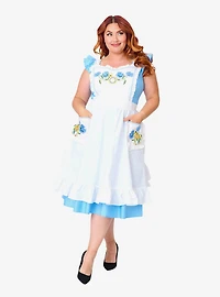 Disney Alice Wonderland Collection By Unique Vintage Plus Blue & White Ruffled Apron Swing Dress