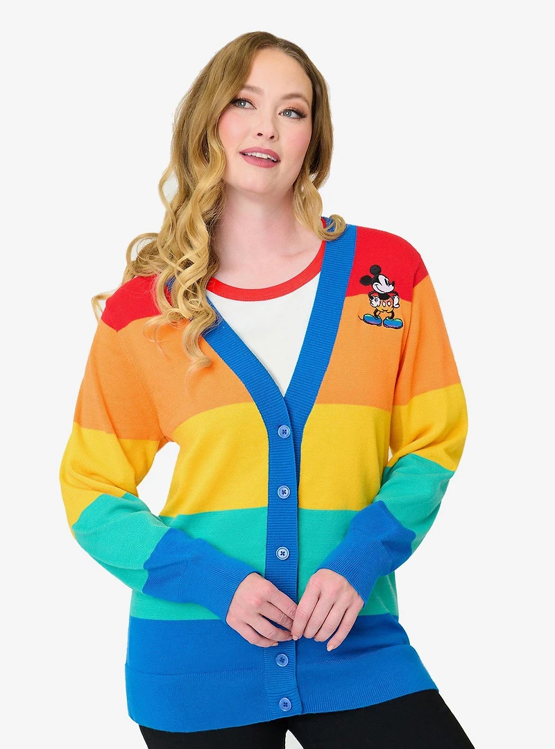 Disney Pride Collection by Unique Vintage Rainbow Mickey Button Cardigan