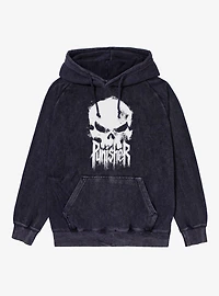 Marvel Punisher Painted Skull With Text Mineral Wash Hoodie