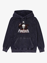 Marvel Punisher Batters Up Splatter On Mineral Wash Hoodie