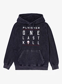 Marvel Punisher Underlined Red Text Stack Mineral Wash Hoodie