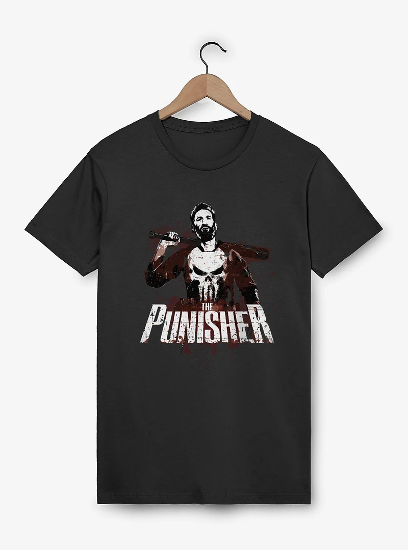 Marvel Punisher Batters Up Splatter On T-Shirt