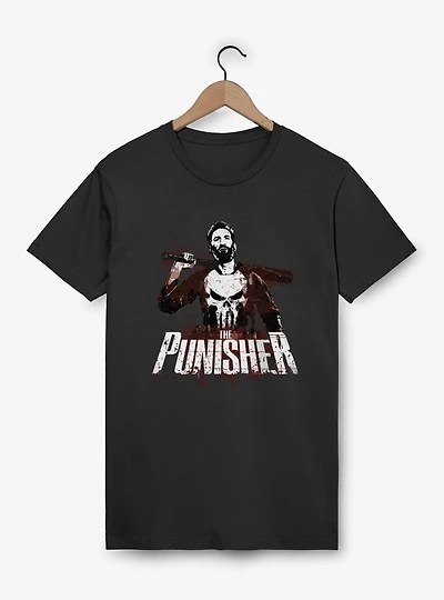 Marvel Punisher Batters Up Splatter On T-Shirt