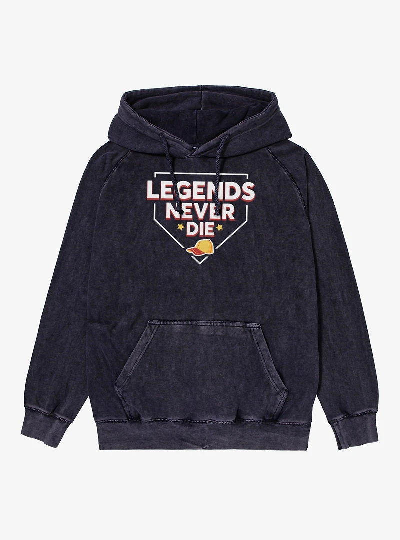 The Sandlot Legends Never Dies Home Plate Outline Mens Mineral Wash Hoodie