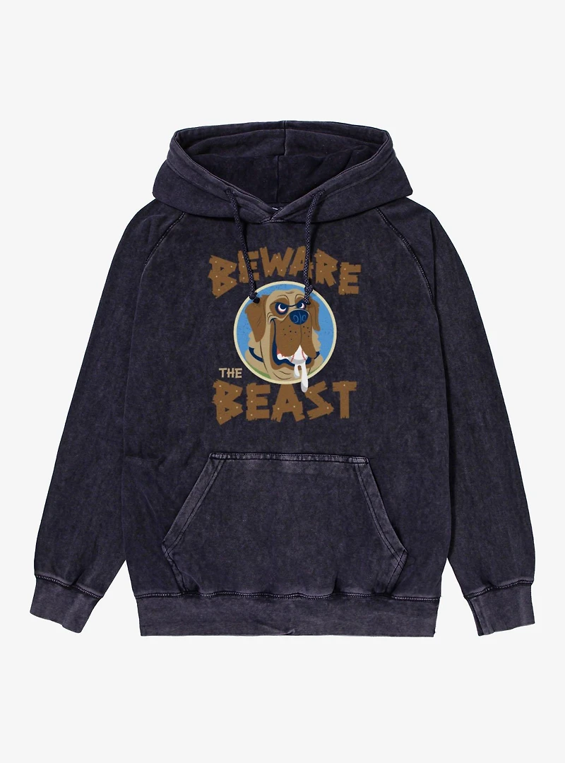 The Sandlot Beware Beast Drooling Dog Cartoon Mens Mineral Wash Hoodie