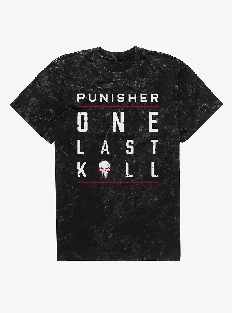 Marvel Punisher Underlined Red Text Stack Mineral Wash T-Shirt