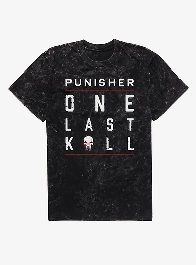 Marvel Punisher Underlined Red Text Stack Mineral Wash T-Shirt