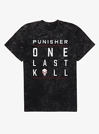 Marvel Punisher Underlined Red Text Stack Mineral Wash T-Shirt