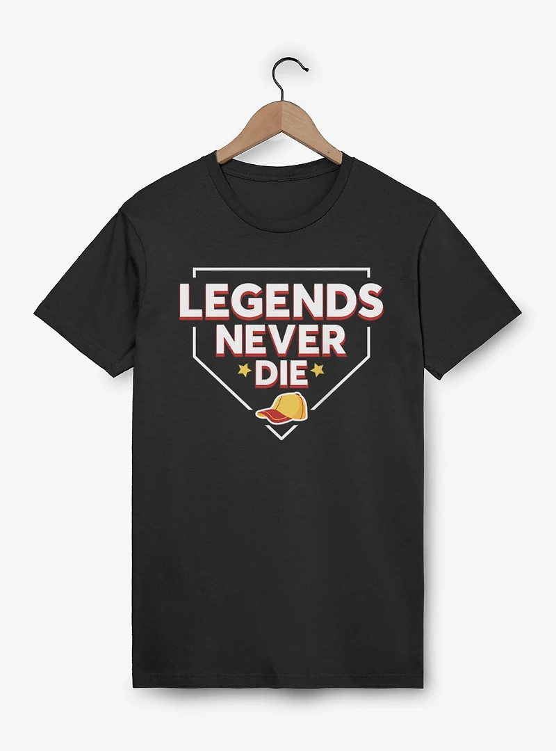 The Sandlot Legends Never Dies Home Plate Outline Mens T-Shirt