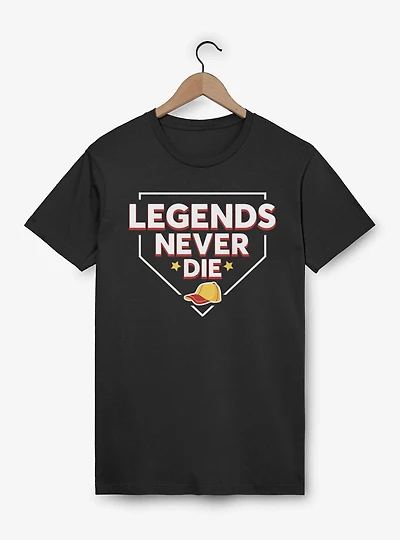 The Sandlot Legends Never Dies Home Plate Outline Mens T-Shirt