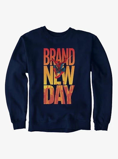 Marvel Spider-Man Brand New Day Swing Over City Letters Sweatshirt