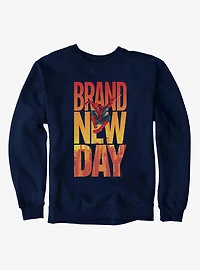 Marvel Spider-Man Brand New Day Swing Over City Letters Sweatshirt