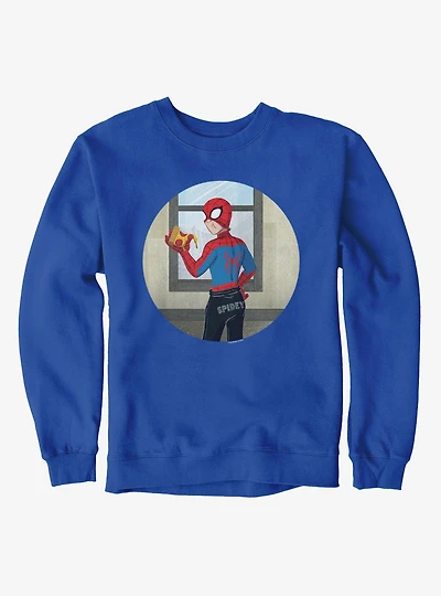 Marvel Spider-Man Brand New Day Studded Sweats Spidey With Pizza Sweatshirt