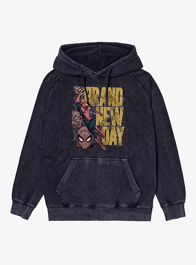 Marvel Spider-Man Brand New Day Swinging Panel Vintage Mineral Washed Hoodie