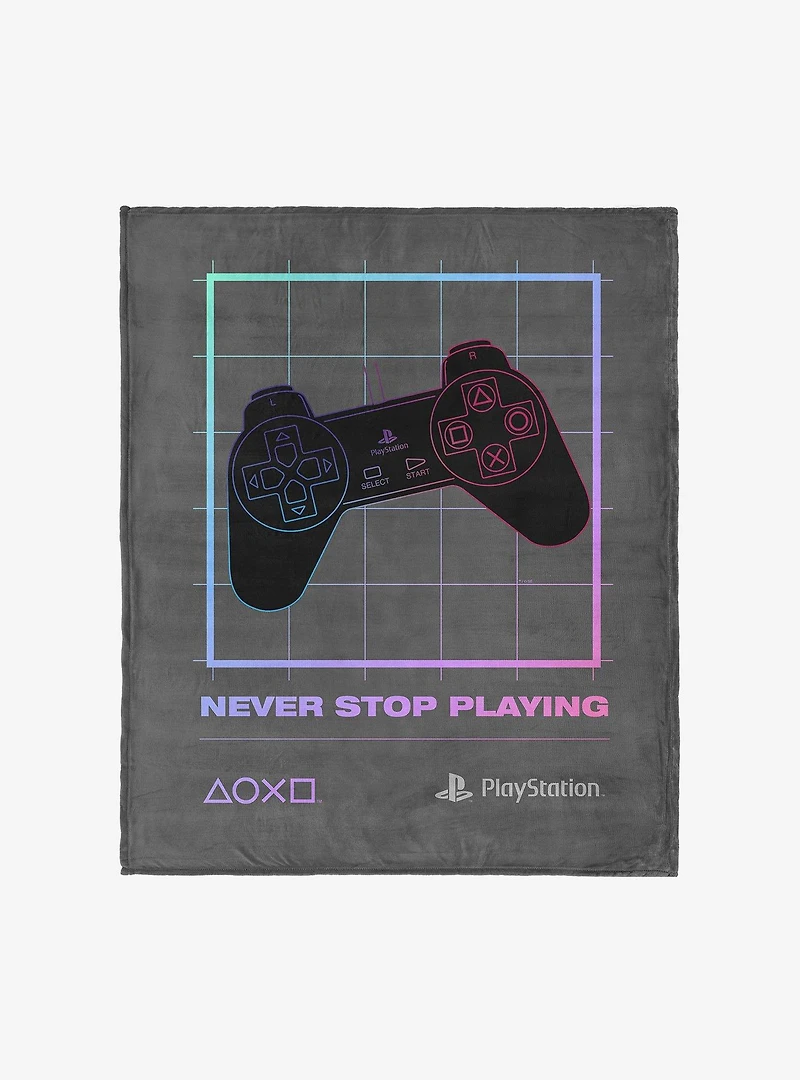 PlayStation Never Stop Playing 50x60" Silk Touch Throw Blanket