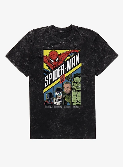 Marvel Spider-Man Brand New Day Vs Tarantula Boomerang Scorpion Hulk Mineral Wash T-Shirt