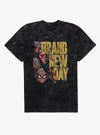 Marvel Spider-Man Brand New Day Swinging Panel Mineral Wash T-Shirt