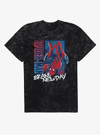 Marvel Spider-Man Brand New Day Blue And Red Upside Down Hero Mineral Wash T-Shirt