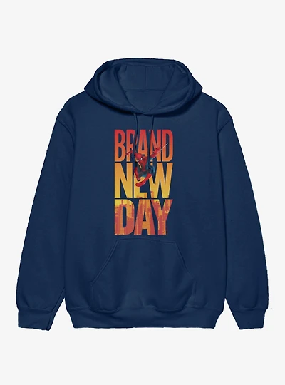 Marvel Spider-Man Brand New Day Swing Over City Letters Hoodie