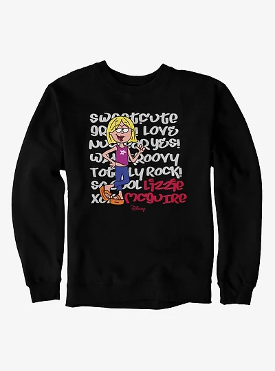 Disney Lizzie McGuire Sweet Cute Love Text Backdrop Sweatshirt