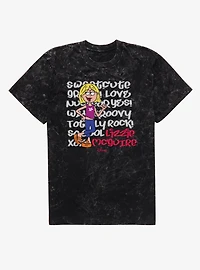 Disney Lizzie McGuire Sweet Cute Love Text Backdrop Mineral Wash T-Shirt