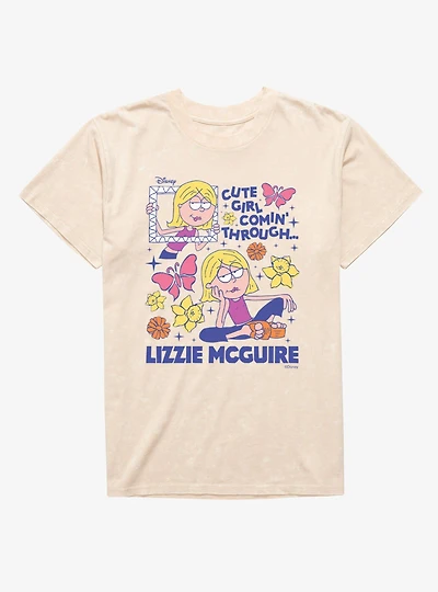Disney Lizzie McGuire Cute Girl Coming Through Frame Mineral Wash T-Shirt