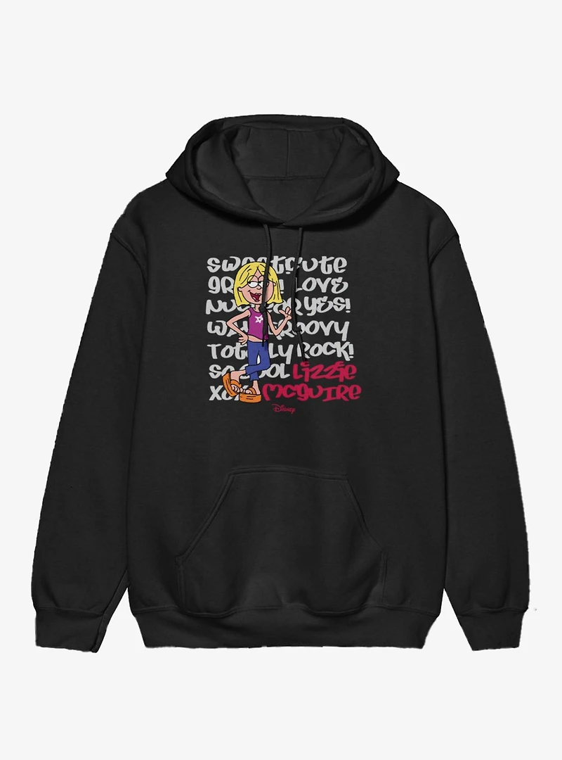 Disney Lizzie McGuire Sweet Cute Love Text Backdrop Hoodie