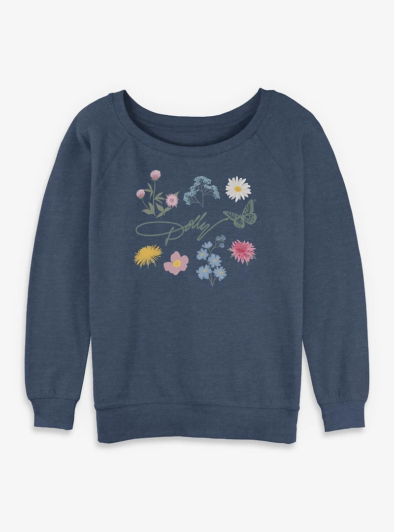 Dolly Parton Floral Signature Womens Slouchy Sweatshirt