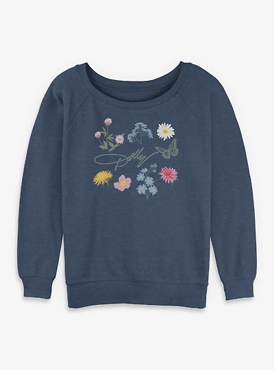 Dolly Parton Floral Signature Womens Slouchy Sweatshirt