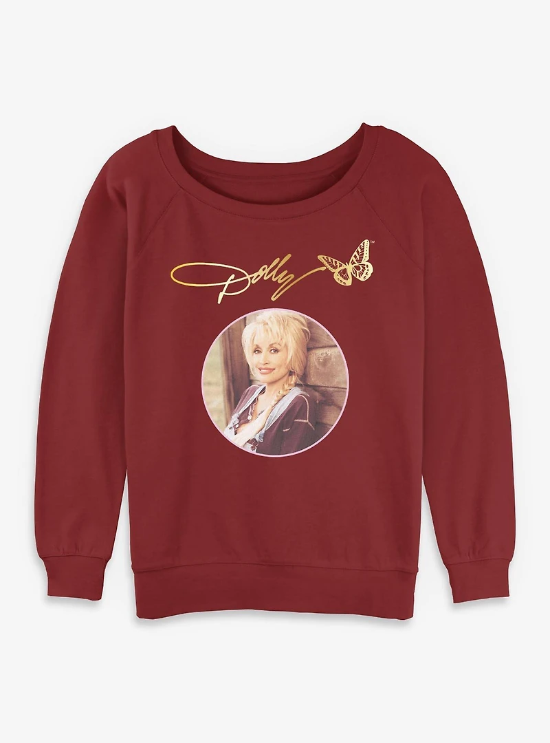 Dolly Parton Circle Signature Womens Slouchy Sweatshirt