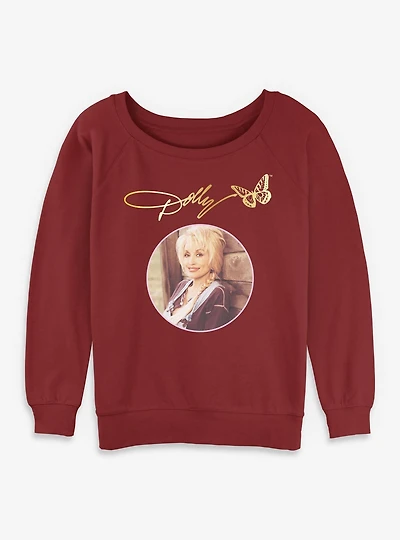 Dolly Parton Circle Signature Womens Slouchy Sweatshirt