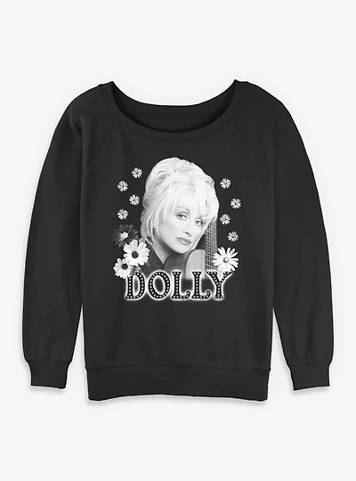 Dolly Parton Flowers Womens Slouchy Sweatshirt