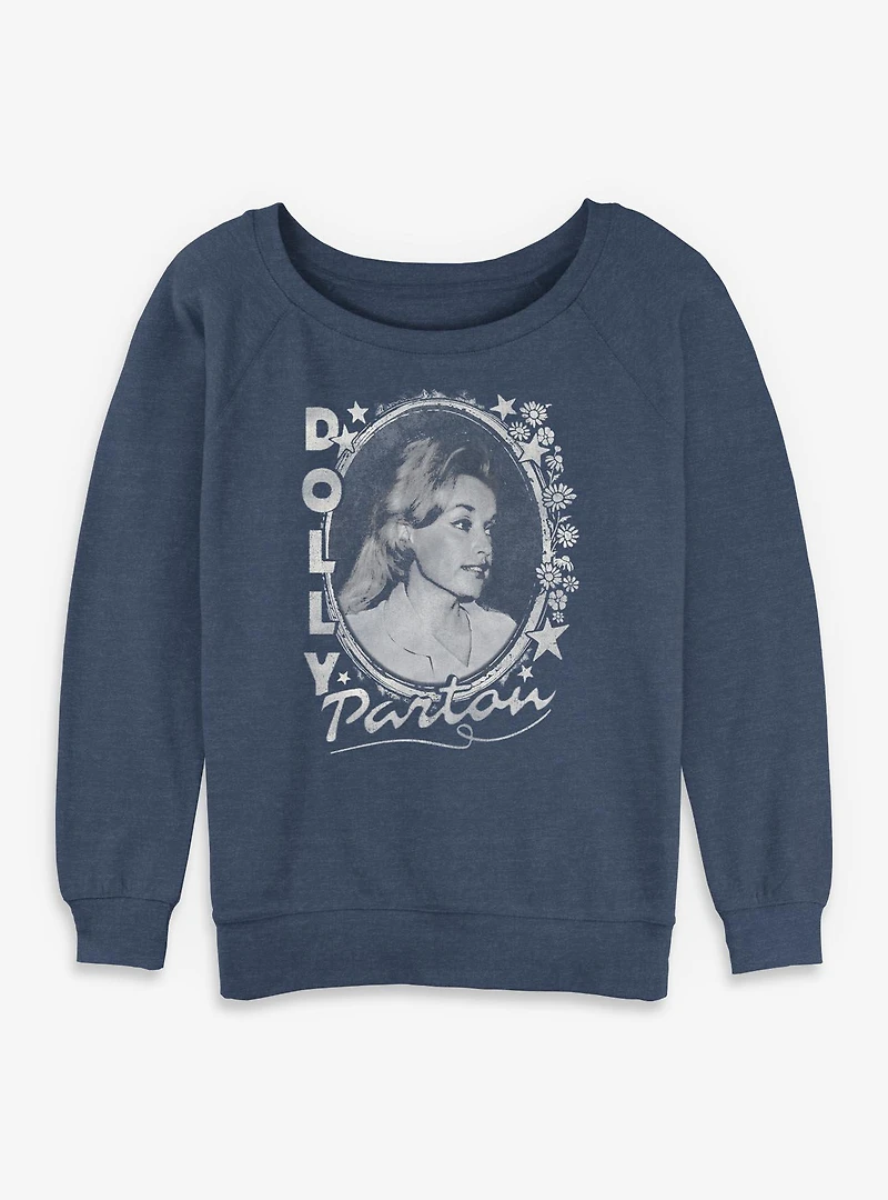 Dolly Parton Stars And Flowers Womens Slouchy Sweatshirt