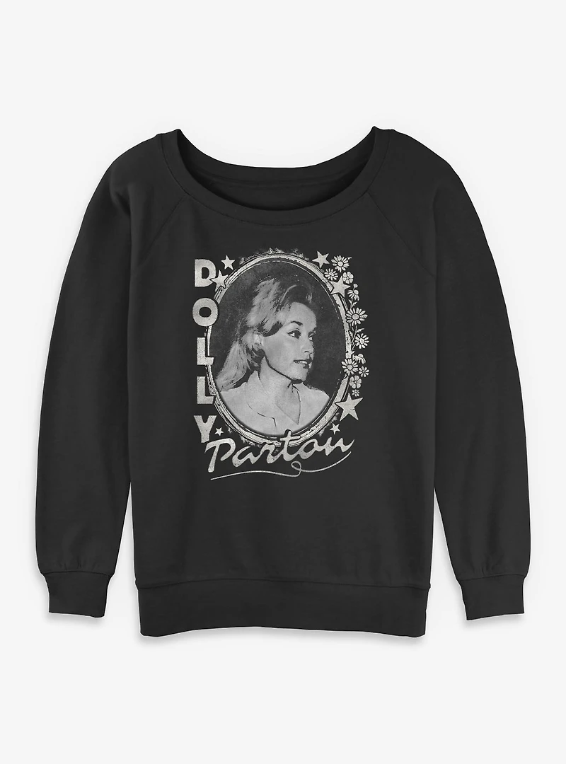 Dolly Parton Stars And Flowers Womens Slouchy Sweatshirt