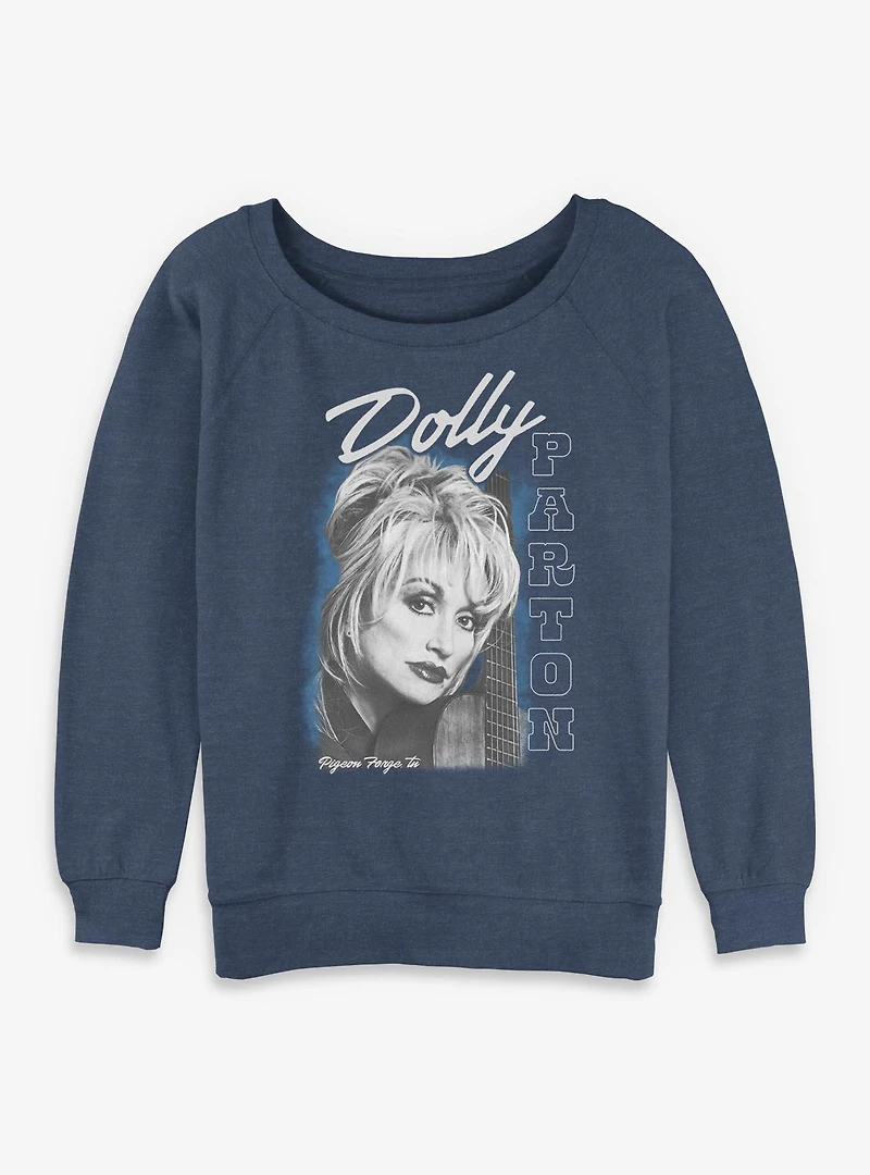 Dolly Parton Guitar Portrait Womens Slouchy Sweatshirt
